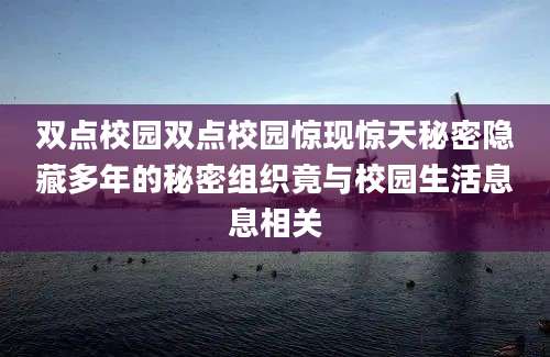 双点校园双点校园惊现惊天秘密隐藏多年的秘密组织竟与校园生活息息相关