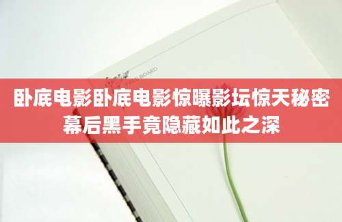 卧底电影卧底电影惊曝影坛惊天秘密幕后黑手竟隐藏如此之深