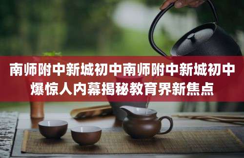 南师附中新城初中南师附中新城初中爆惊人内幕揭秘教育界新焦点