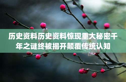 历史资料历史资料惊现重大秘密千年之谜终被揭开颠覆传统认知