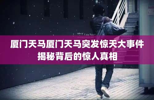 厦门天马厦门天马突发惊天大事件揭秘背后的惊人真相