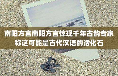南阳方言南阳方言惊现千年古韵专家称这可能是古代汉语的活化石
