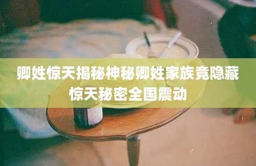 卿姓惊天揭秘神秘卿姓家族竟隐藏惊天秘密全国震动