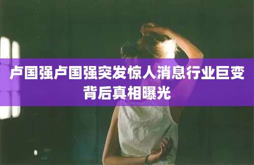 卢国强卢国强突发惊人消息行业巨变背后真相曝光
