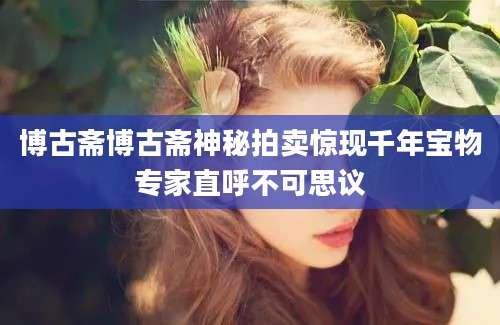 博古斋博古斋神秘拍卖惊现千年宝物专家直呼不可思议