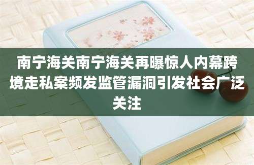 南宁海关南宁海关再曝惊人内幕跨境走私案频发监管漏洞引发社会广泛关注