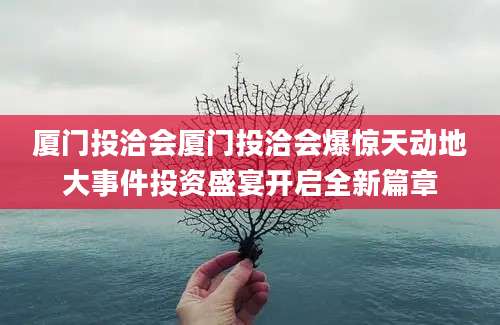 厦门投洽会厦门投洽会爆惊天动地大事件投资盛宴开启全新篇章