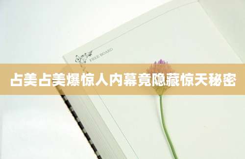 占美占美爆惊人内幕竟隐藏惊天秘密