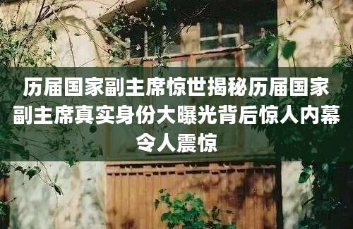 历届国家副主席惊世揭秘历届国家副主席真实身份大曝光背后惊人内幕令人震惊