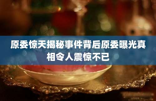 原委惊天揭秘事件背后原委曝光真相令人震惊不已