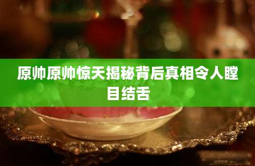 原帅原帅惊天揭秘背后真相令人瞠目结舌