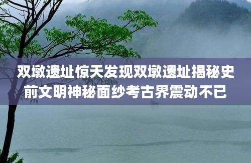 双墩遗址惊天发现双墩遗址揭秘史前文明神秘面纱考古界震动不已