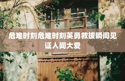 危难时刻危难时刻英勇救援瞬间见证人间大爱