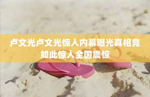 卢文光卢文光惊人内幕曝光真相竟如此惊人全国震惊