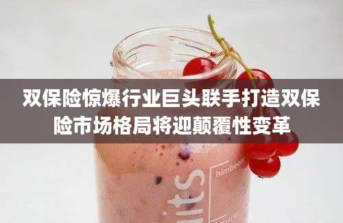 双保险惊爆行业巨头联手打造双保险市场格局将迎颠覆性变革