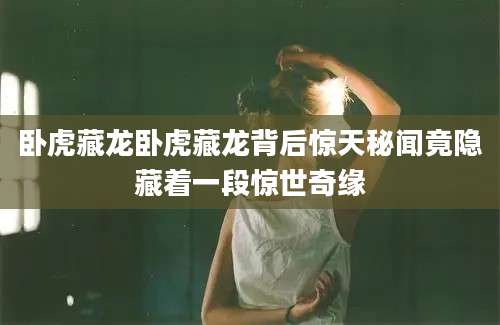 卧虎藏龙卧虎藏龙背后惊天秘闻竟隐藏着一段惊世奇缘