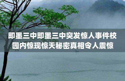 即墨三中即墨三中突发惊人事件校园内惊现惊天秘密真相令人震惊