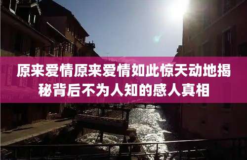 原来爱情原来爱情如此惊天动地揭秘背后不为人知的感人真相