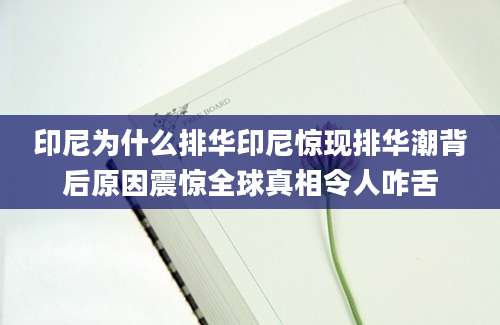 印尼为什么排华印尼惊现排华潮背后原因震惊全球真相令人咋舌