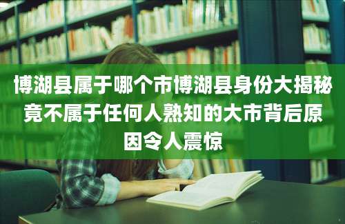 博湖县属于哪个市博湖县身份大揭秘竟不属于任何人熟知的大市背后原因令人震惊