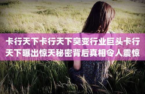 卡行天下卡行天下突变行业巨头卡行天下曝出惊天秘密背后真相令人震惊