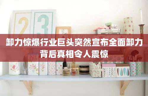 卸力惊爆行业巨头突然宣布全面卸力背后真相令人震惊