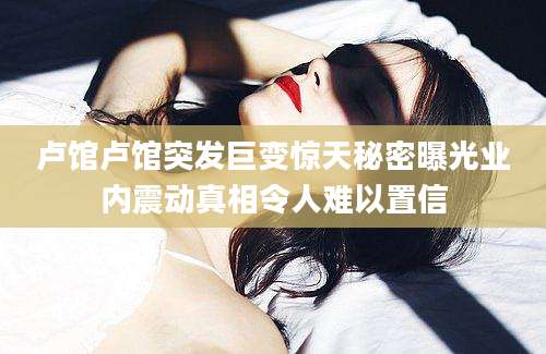 卢馆卢馆突发巨变惊天秘密曝光业内震动真相令人难以置信