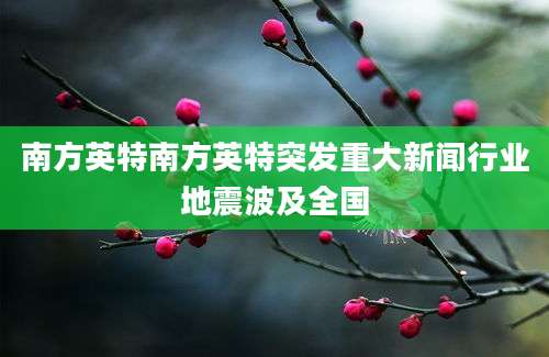 南方英特南方英特突发重大新闻行业地震波及全国