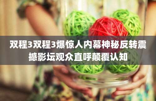 双程3双程3爆惊人内幕神秘反转震撼影坛观众直呼颠覆认知