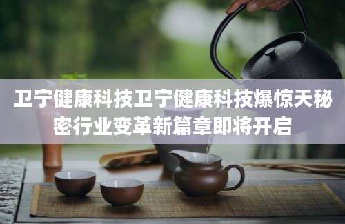 卫宁健康科技卫宁健康科技爆惊天秘密行业变革新篇章即将开启