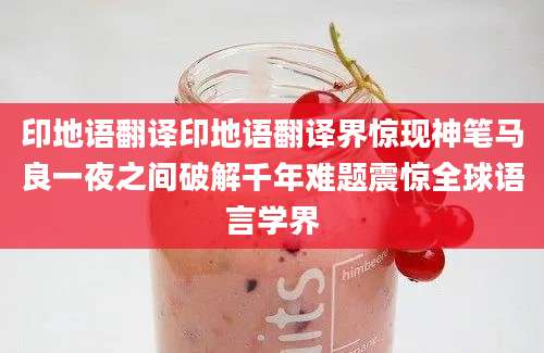 印地语翻译印地语翻译界惊现神笔马良一夜之间破解千年难题震惊全球语言学界