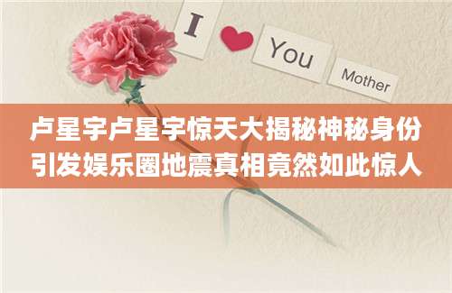 卢星宇卢星宇惊天大揭秘神秘身份引发娱乐圈地震真相竟然如此惊人