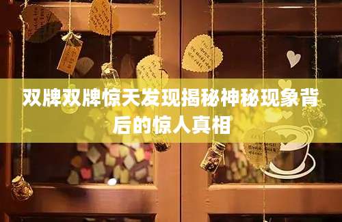 双牌双牌惊天发现揭秘神秘现象背后的惊人真相