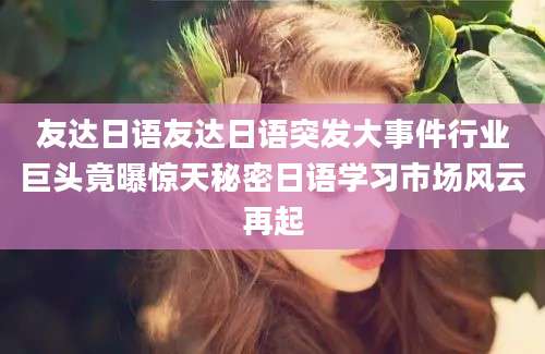 友达日语友达日语突发大事件行业巨头竟曝惊天秘密日语学习市场风云再起
