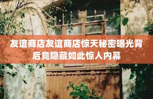 友谊商店友谊商店惊天秘密曝光背后竟隐藏如此惊人内幕