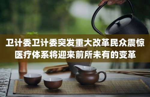 卫计委卫计委突发重大改革民众震惊医疗体系将迎来前所未有的变革