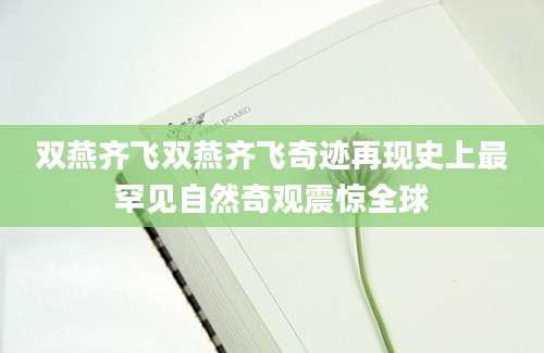双燕齐飞双燕齐飞奇迹再现史上最罕见自然奇观震惊全球