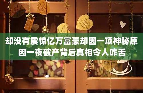 却没有震惊亿万富豪却因一项神秘原因一夜破产背后真相令人咋舌