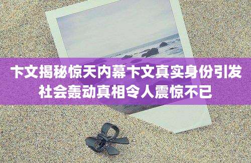 卞文揭秘惊天内幕卞文真实身份引发社会轰动真相令人震惊不已