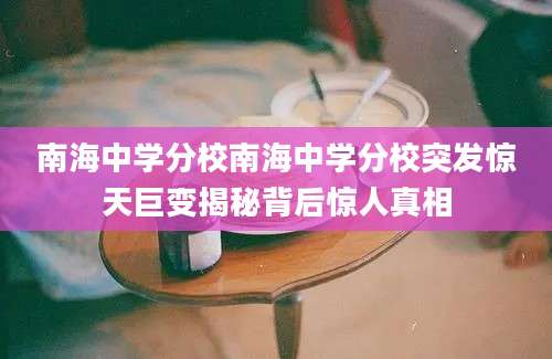 南海中学分校南海中学分校突发惊天巨变揭秘背后惊人真相
