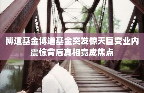 博道基金博道基金突发惊天巨变业内震惊背后真相竟成焦点