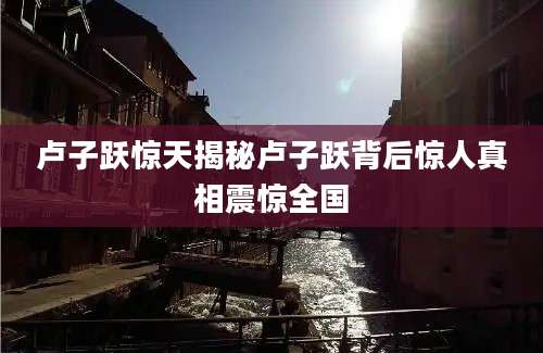 卢子跃惊天揭秘卢子跃背后惊人真相震惊全国
